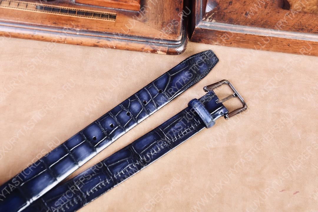 BERLUTI CLASSIC ALLIGATOR REVERSIBLE BELT DARK BLUE C0035-E2