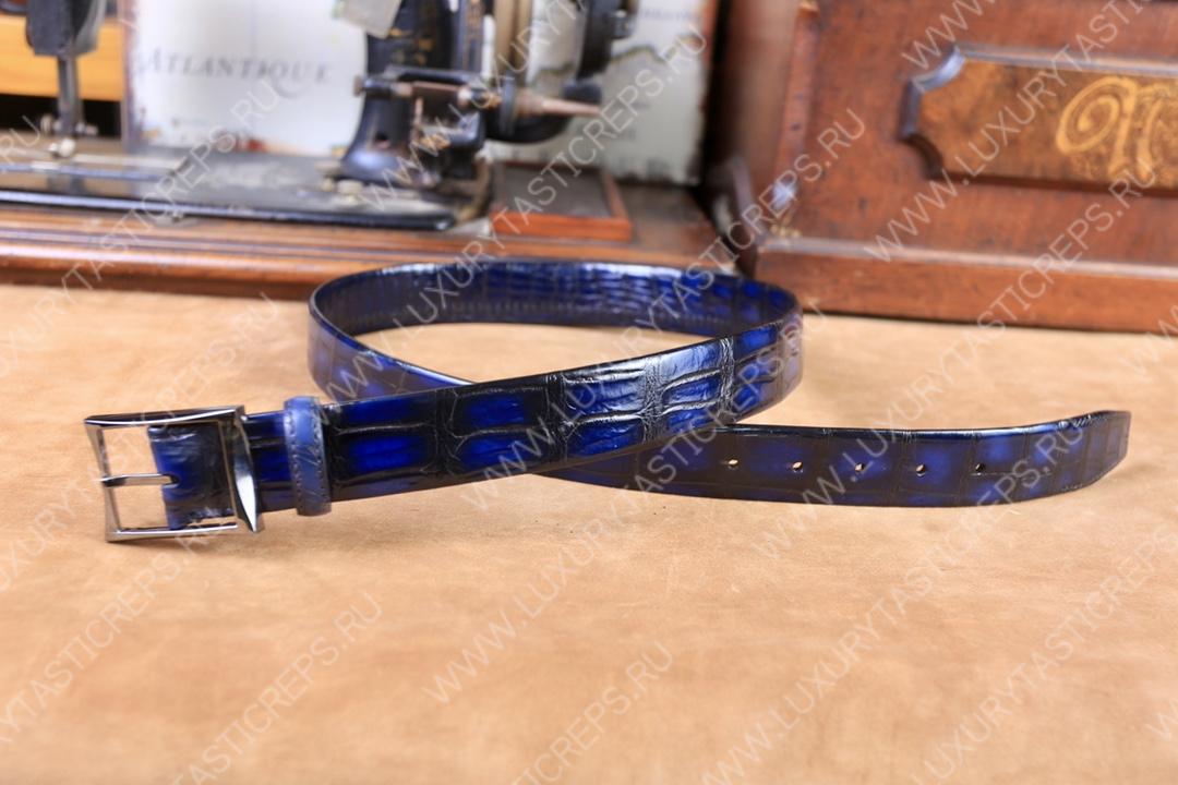 BERLUTI ALLIGATOR BELT BLUE C0035-E2