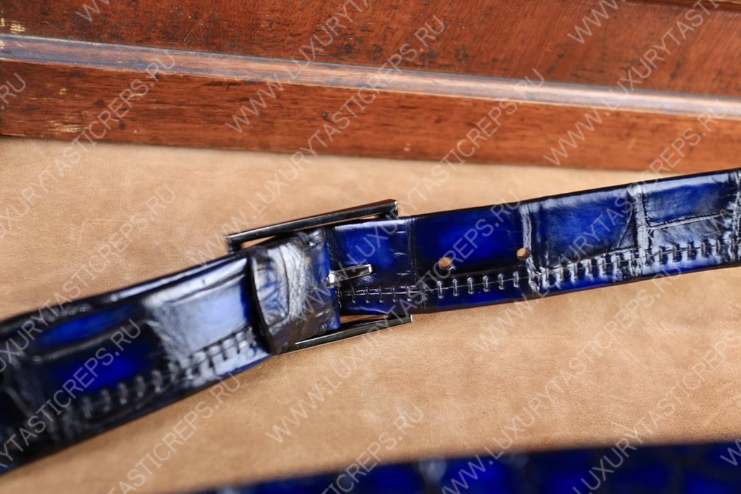 BERLUTI ALLIGATOR BELT BLUE C0035-E2
