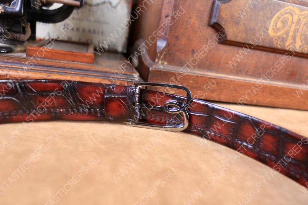 BERLUTI ALLIGATOR BELT RED C0035-E2