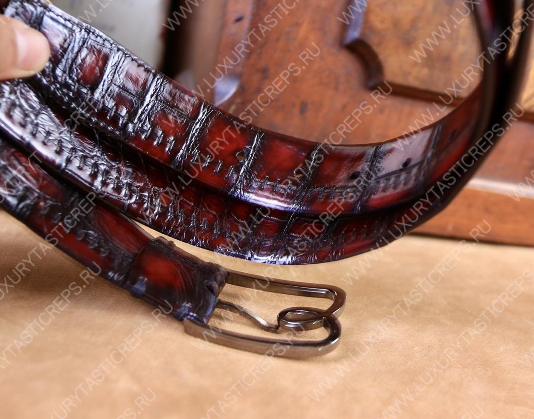 BERLUTI ALLIGATOR BELT RED C0035-E2
