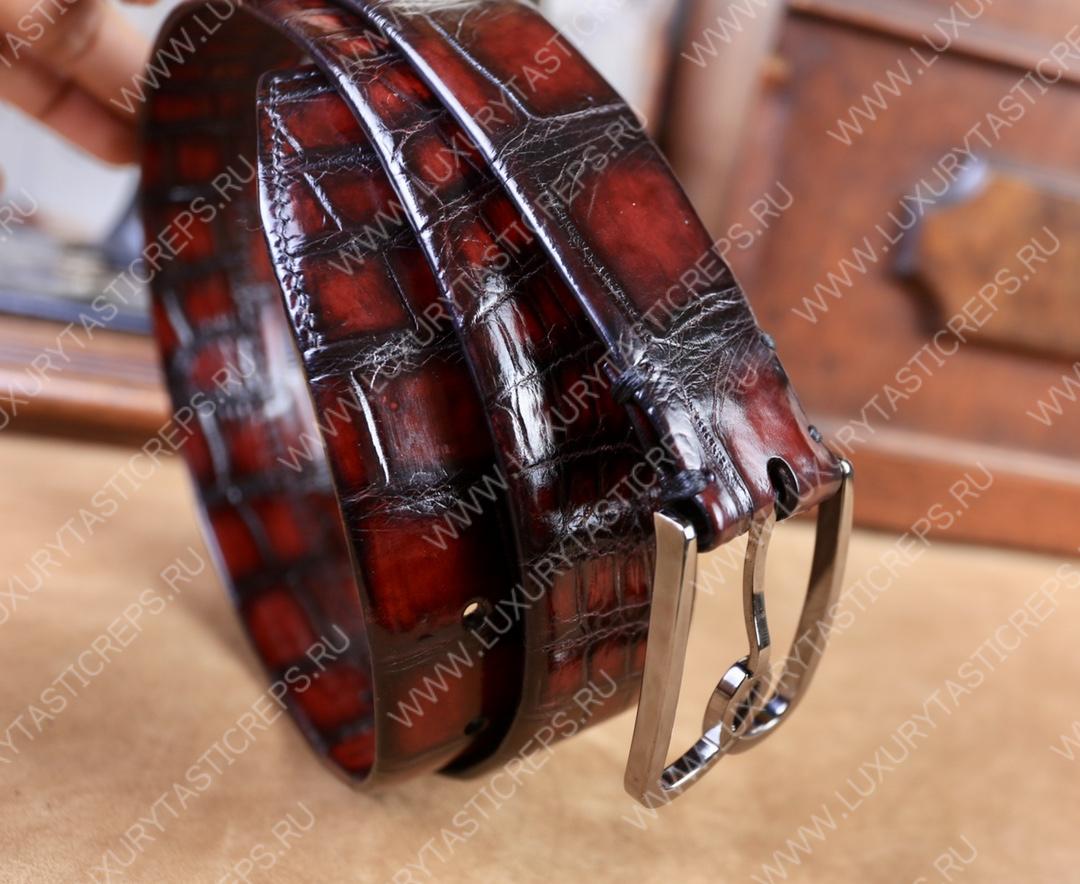 BERLUTI ALLIGATOR BELT RED C0035-E2