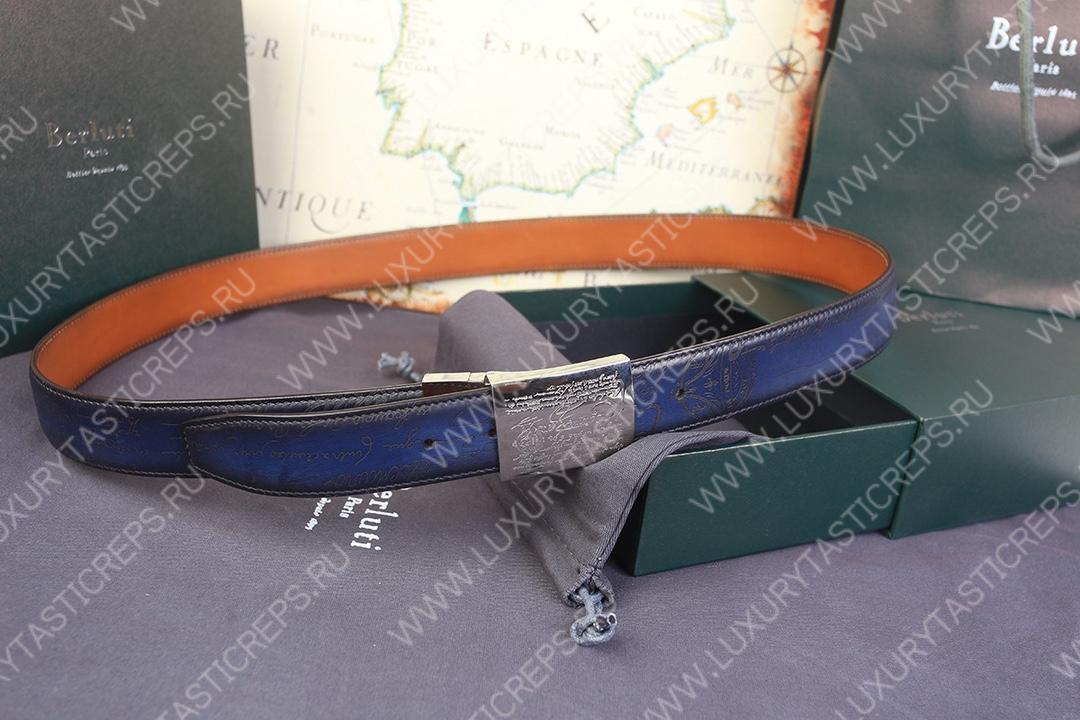 BERLUTI SCRITTO BELT BLUE C0028-R1