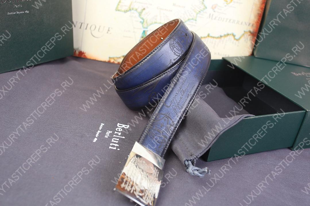 BERLUTI SCRITTO BELT BLUE C0028-R1