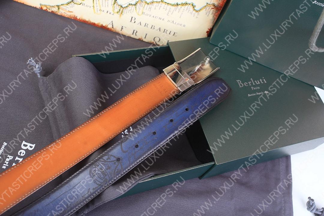 BERLUTI SCRITTO BELT BLUE C0028-R1