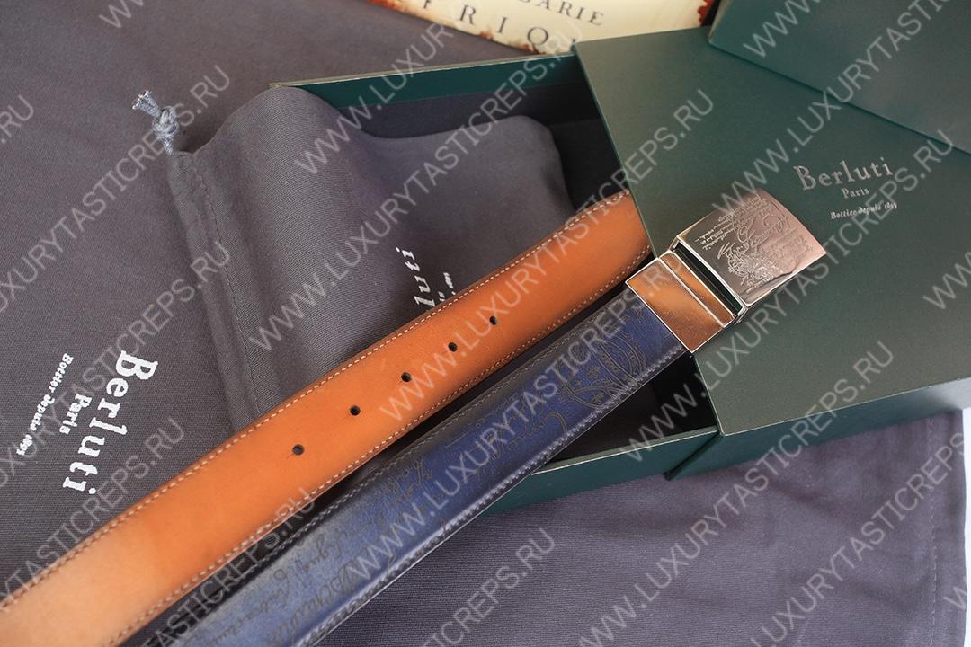 BERLUTI SCRITTO BELT BLUE C0028-R1