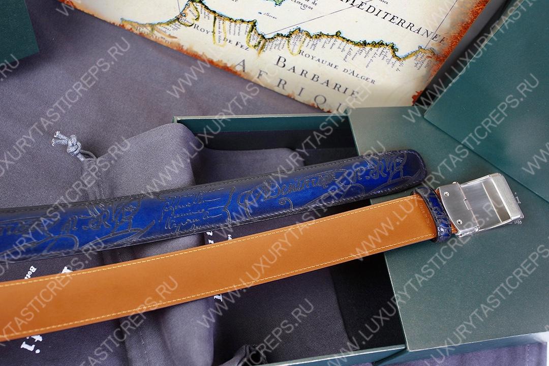 BERLUTI VENEZIA SCRITTO BELT BLUE C0020-R1