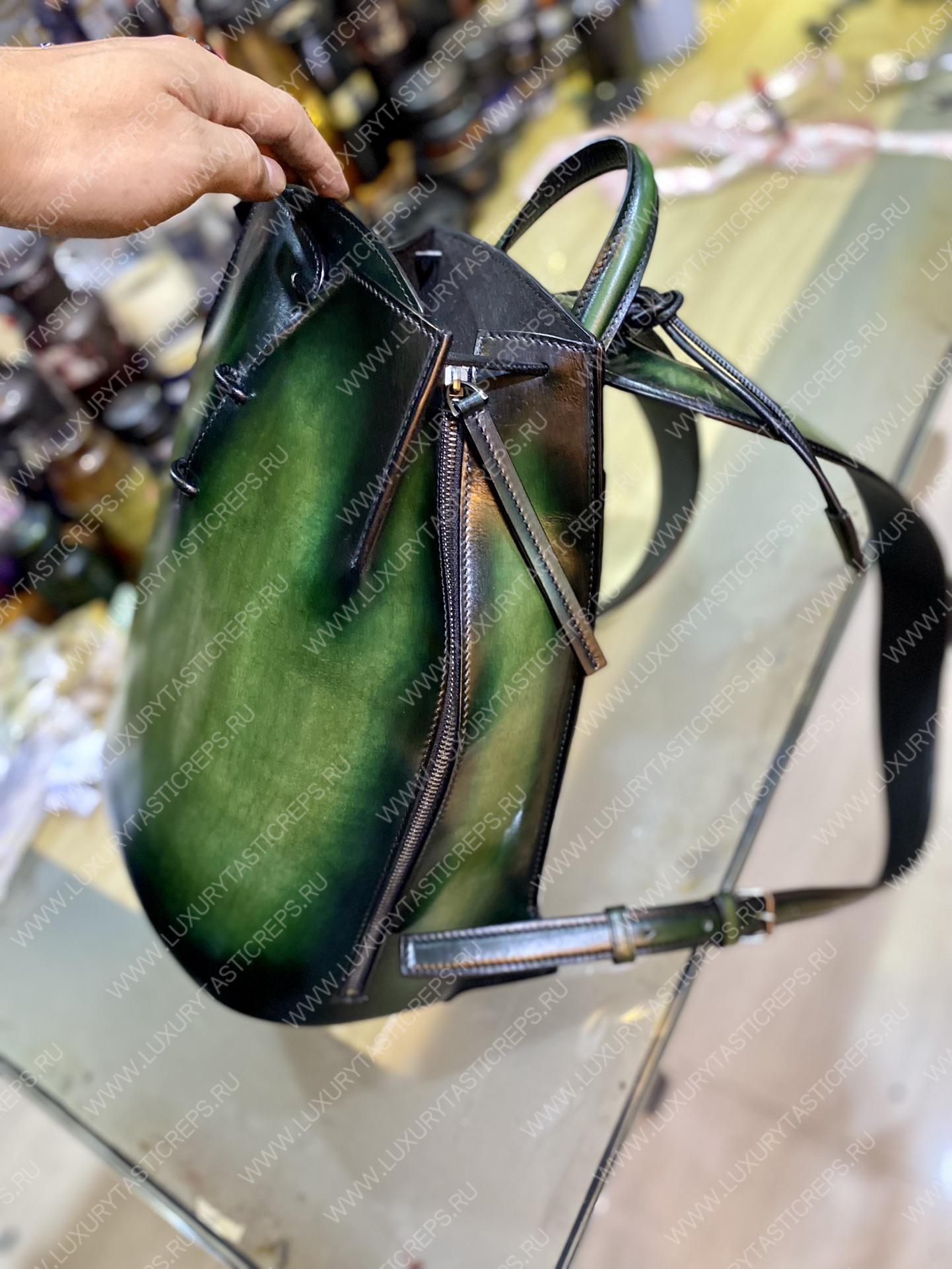 BERLUTI LEATHER BACKPACK GREEN S1223-V1