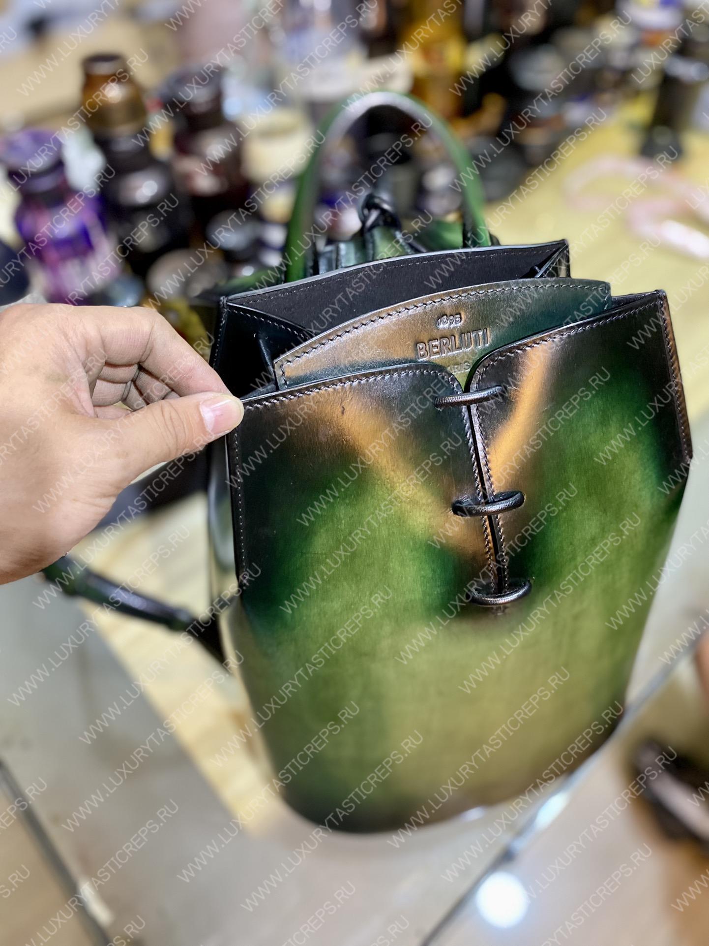 BERLUTI LEATHER BACKPACK GREEN S1223-V1