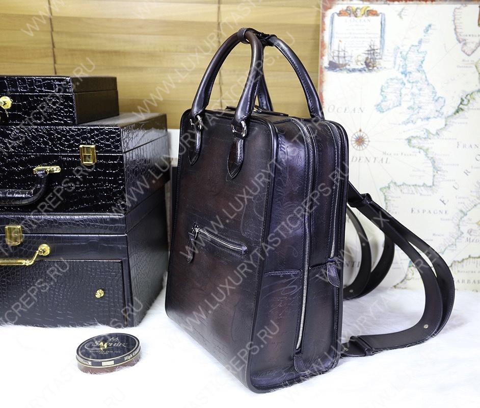 BRELUTI PREMIER JOUR SCRITTO BACKPACK DARK BROWN PREMIER_JOUR-V2