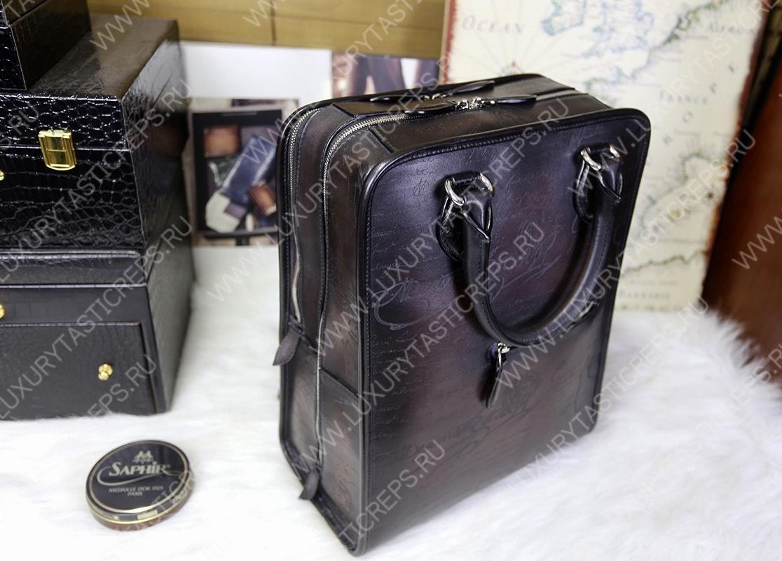 BRELUTI PREMIER JOUR SCRITTO BACKPACK DARK BROWN PREMIER_JOUR-V2