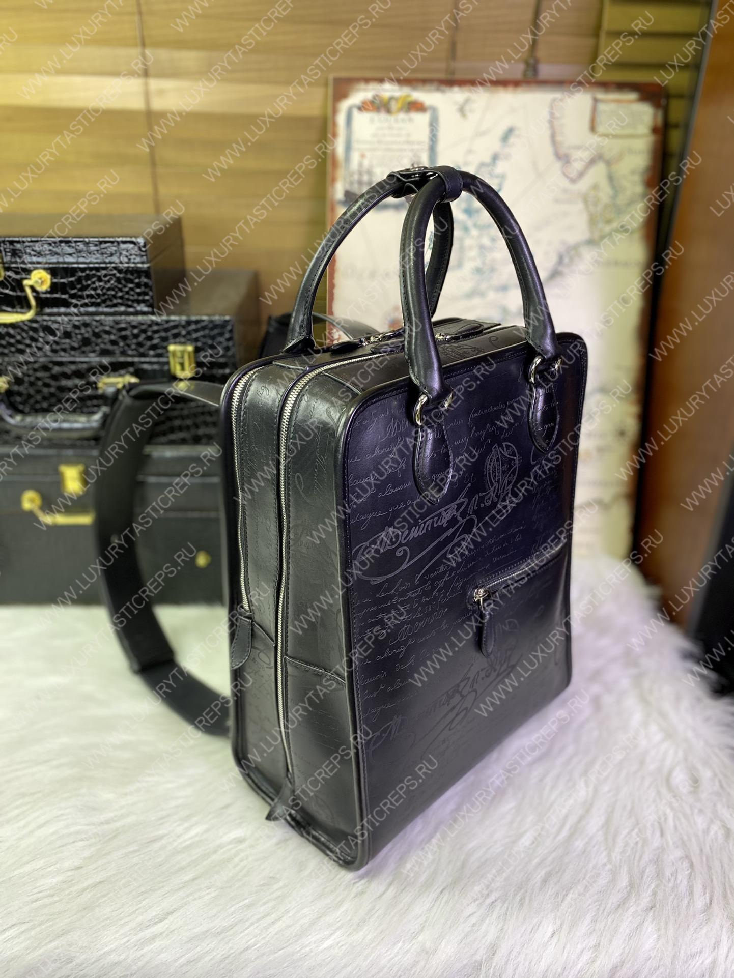 BRELUTI PREMIER JOUR SCRITTO BACKPACK BLACK PREMIER_JOUR-V2