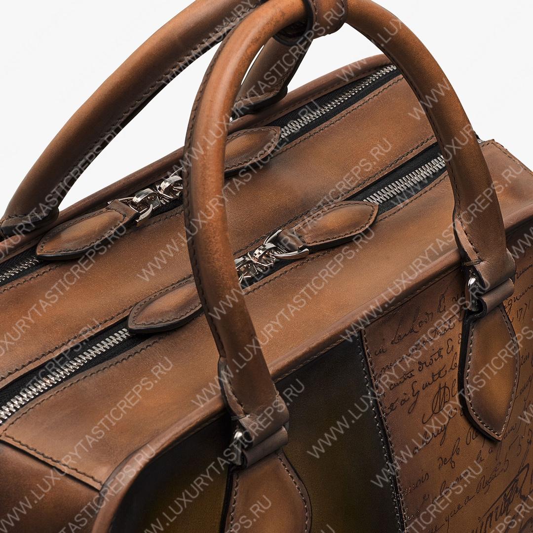 BERLUTI PREMIER JOUR SCRITTO LEATHER BACKPACK OLIVE PREMIER_JOUR_NEO-V84