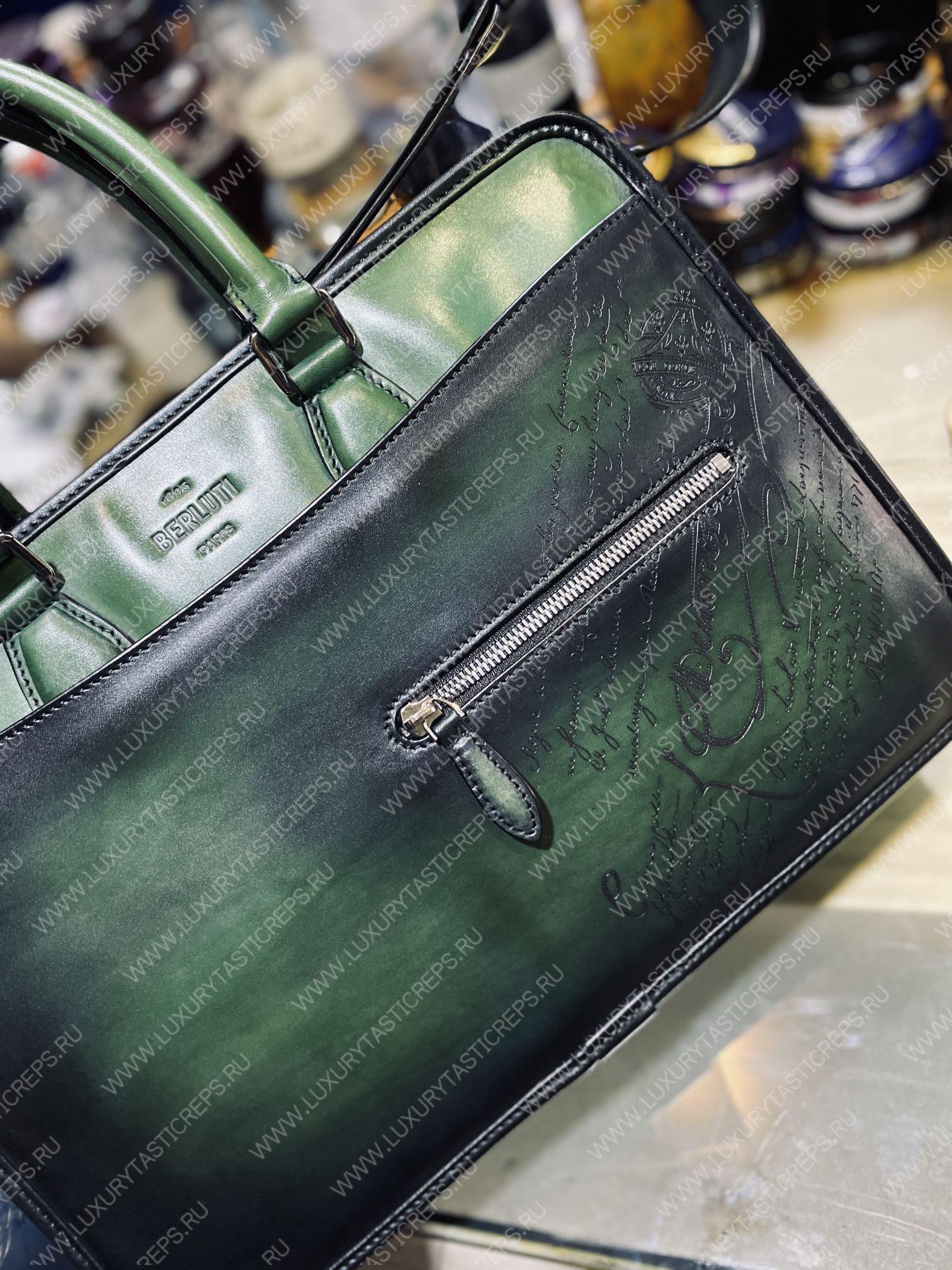 BERLUTI UN JOUR BRIEFCASE BEETLE GREEN AND BLACK 1_JOUR_MINI_NEO-V2