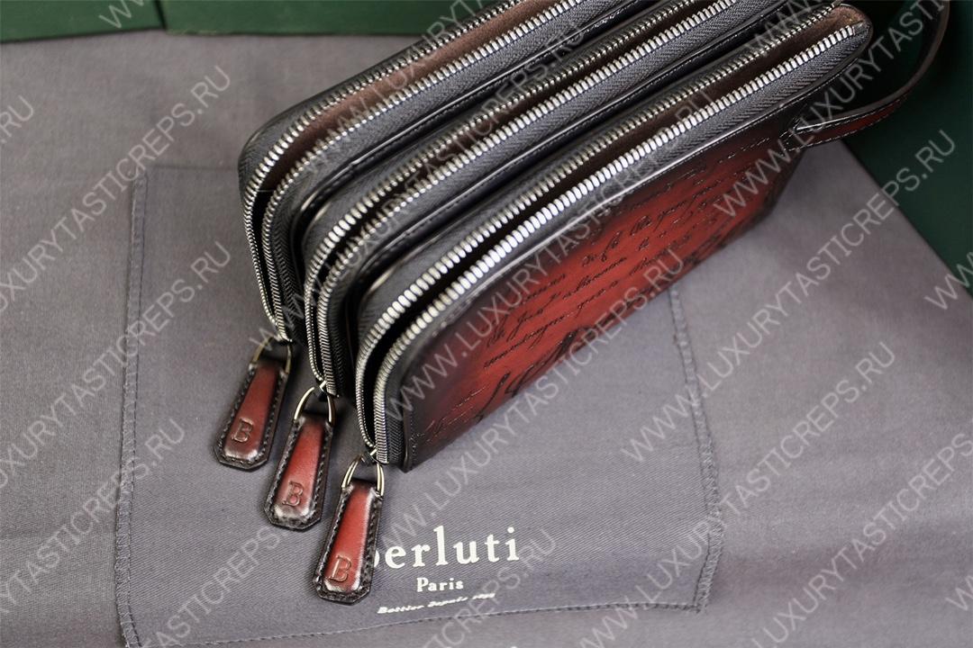 BERLUTI TIRIWA SCRITTO LEATHER POUCH REDDISH BROWN TIRIWA_NEO-JOUR-V2