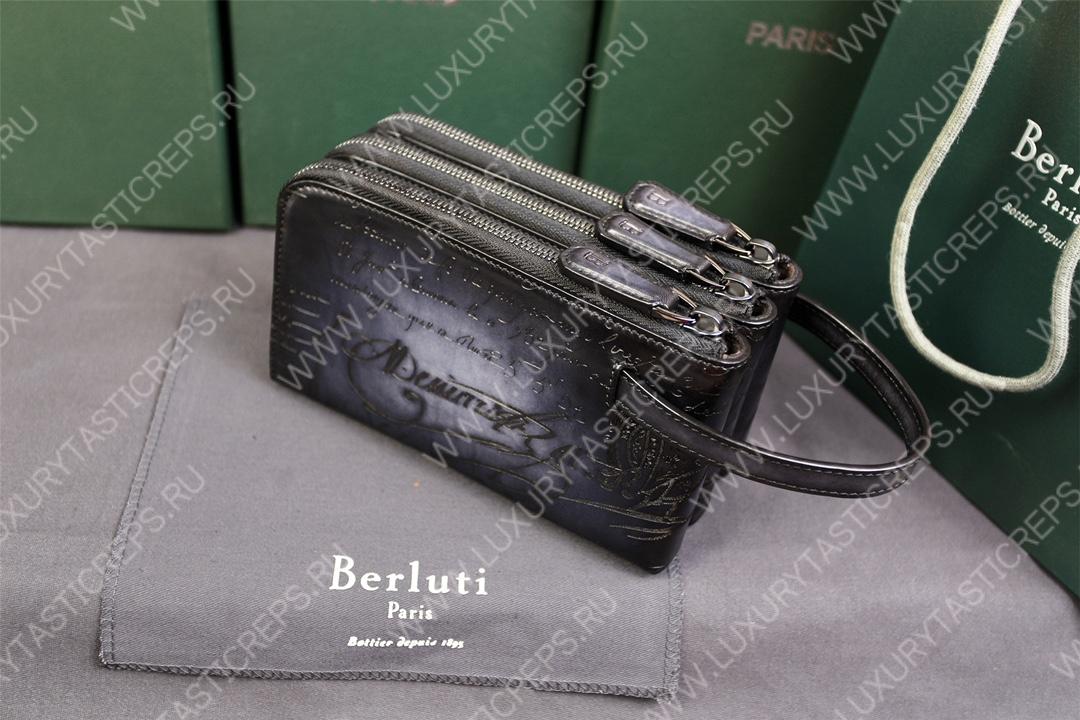 BERLUTI TIRIWA SCRITTO LEATHER POUCH BLACK TIRIWA_NEO-JOUR-V2