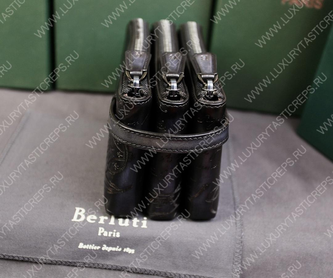 BERLUTI TIRIWA SCRITTO LEATHER POUCH BLACK TIRIWA_NEO-JOUR-V2