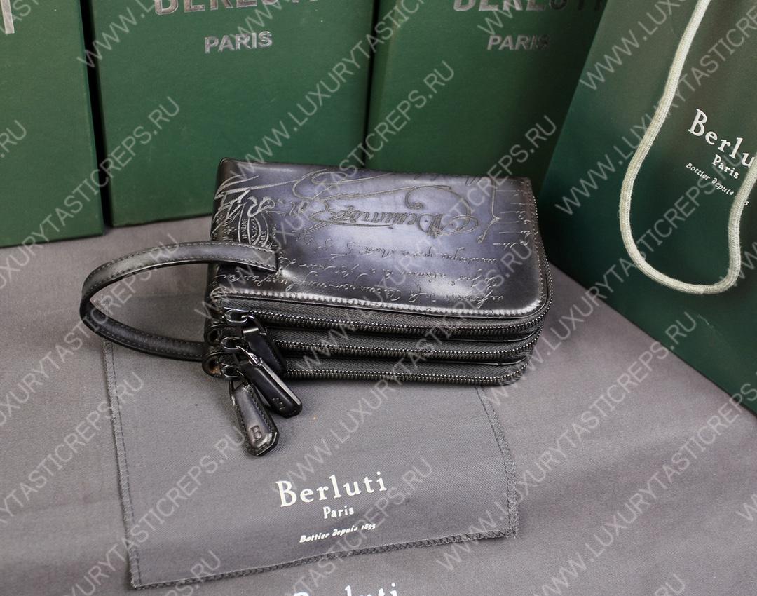 BERLUTI TIRIWA SCRITTO LEATHER POUCH BLACK TIRIWA_NEO-JOUR-V2
