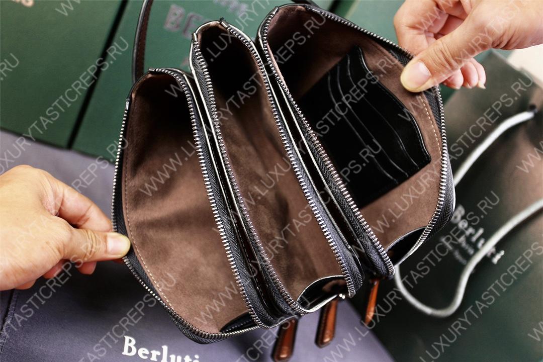 BERLUTI TIRIWA SCRITTO LEATHER POUCH BLACK TIRIWA_NEO-JOUR-V2