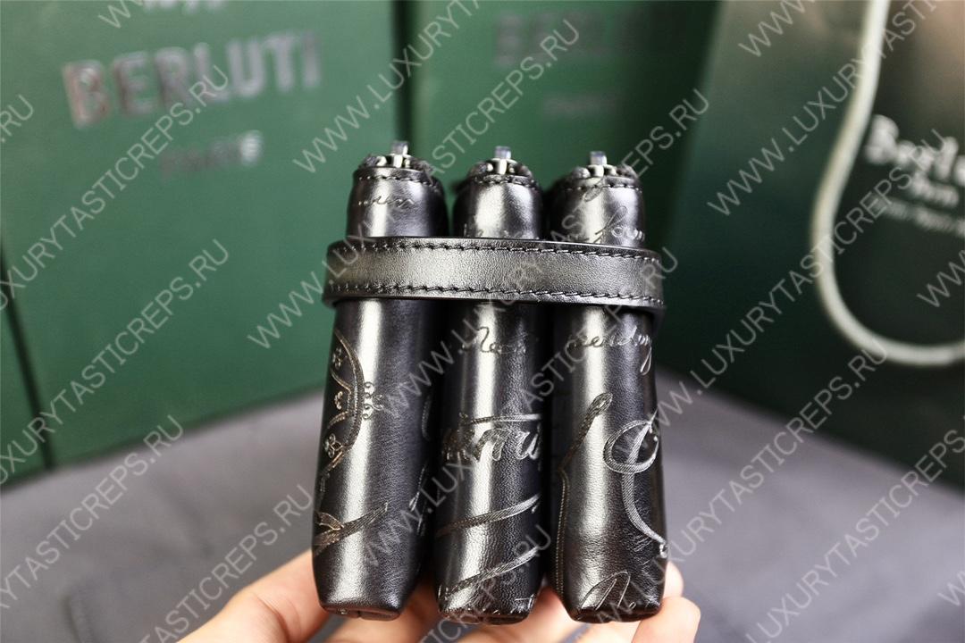 BERLUTI TIRIWA SCRITTO LEATHER POUCH BLACK TIRIWA_NEO-JOUR-V2