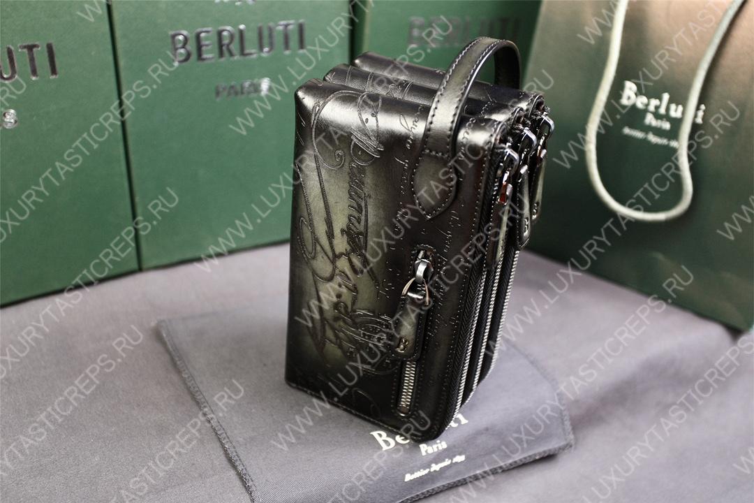 BERLUTI TIRIWA SCRITTO LEATHER POUCH BLACK TIRIWA_NEO-JOUR-V2