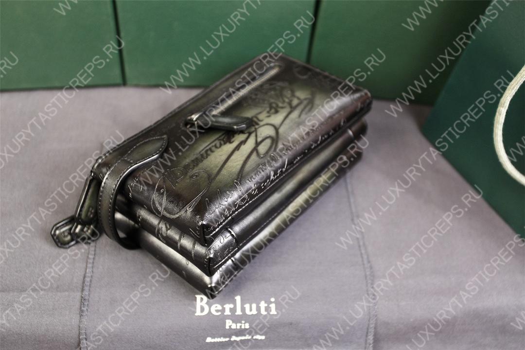 BERLUTI TIRIWA SCRITTO LEATHER POUCH BLACK TIRIWA_NEO-JOUR-V2