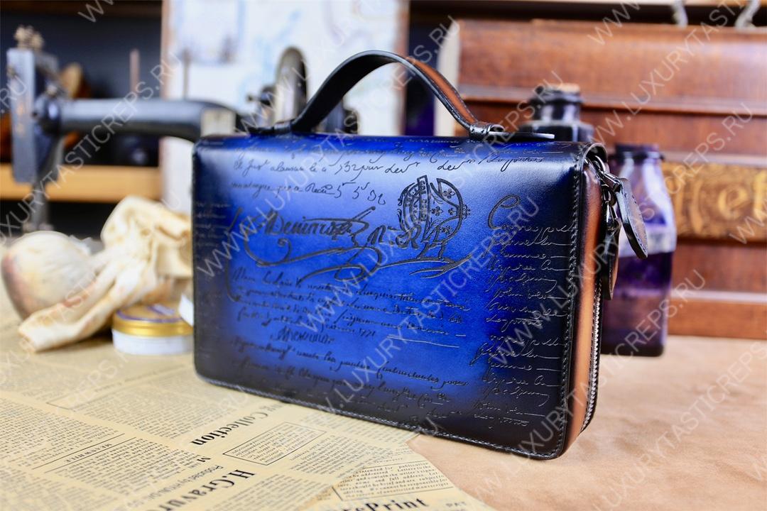 BERLUTI NINO TGM SCRITTO CLUTCH BLUE NINO_TGM_NEO-V2