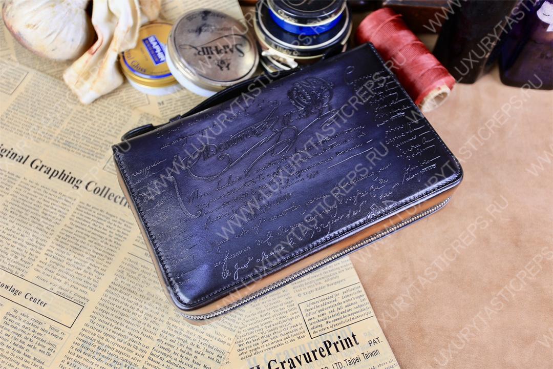 BERLUTI NINO TGM SCRITTO CLUTCH BLACK GREY NINO_TGM_NEO-V2