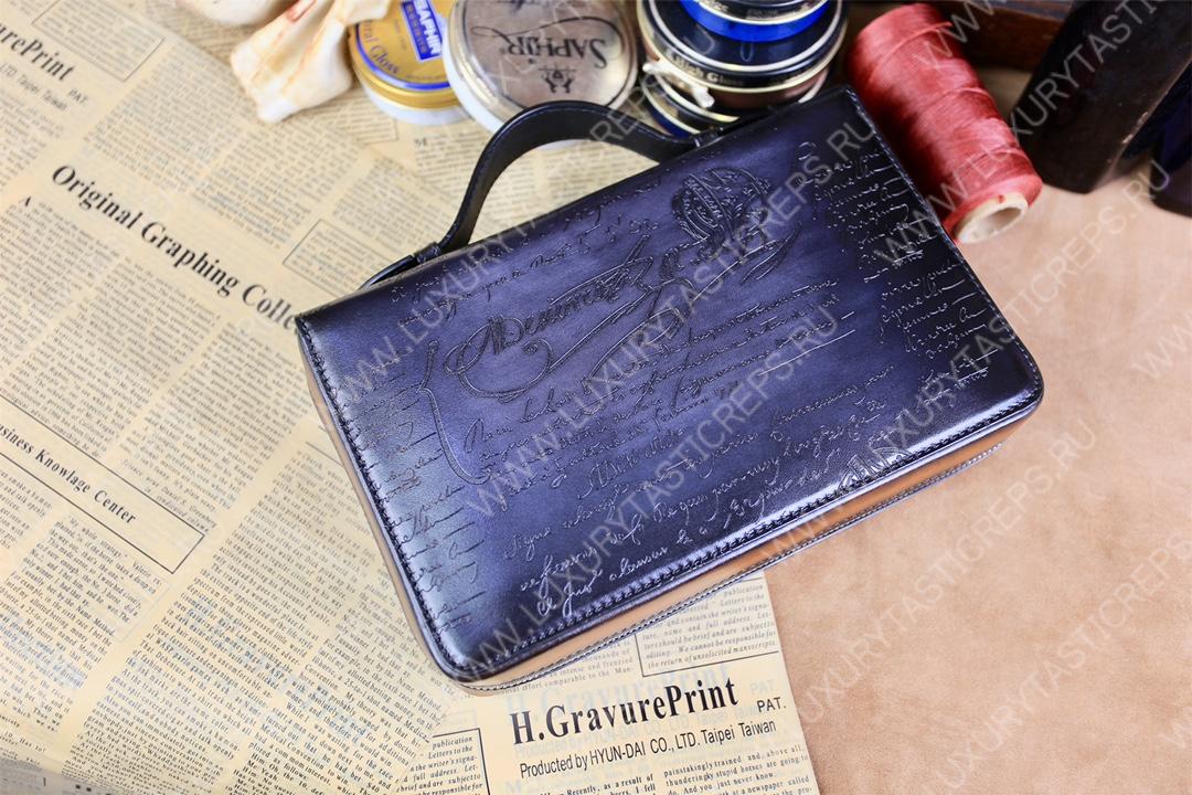 BERLUTI NINO TGM SCRITTO CLUTCH BLACK GREY NINO_TGM_NEO-V2