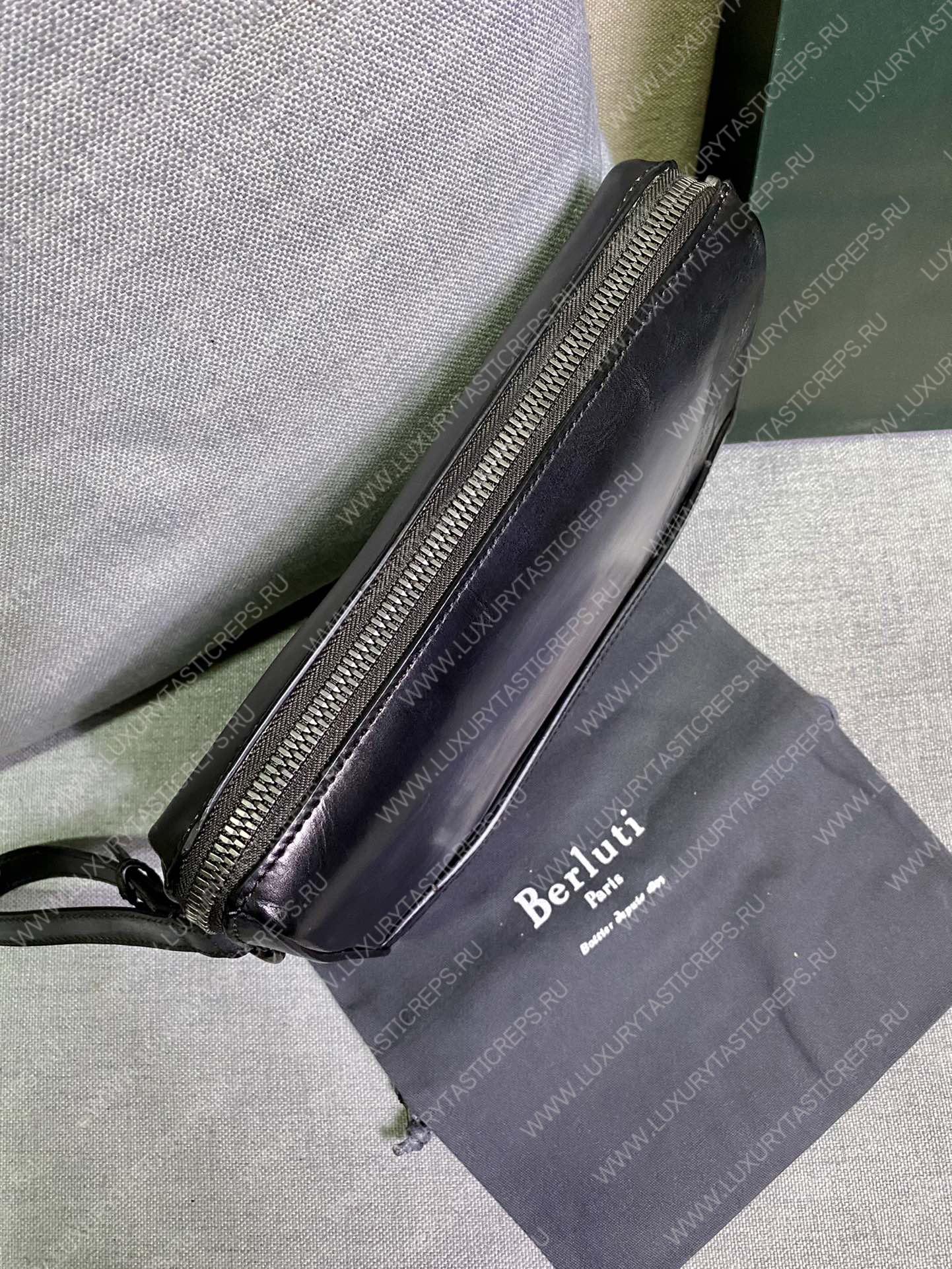 BERLUTI TERSIO SCRITTO POUCH BLACKGREY TERSIO_NEO-JOUR-V84
