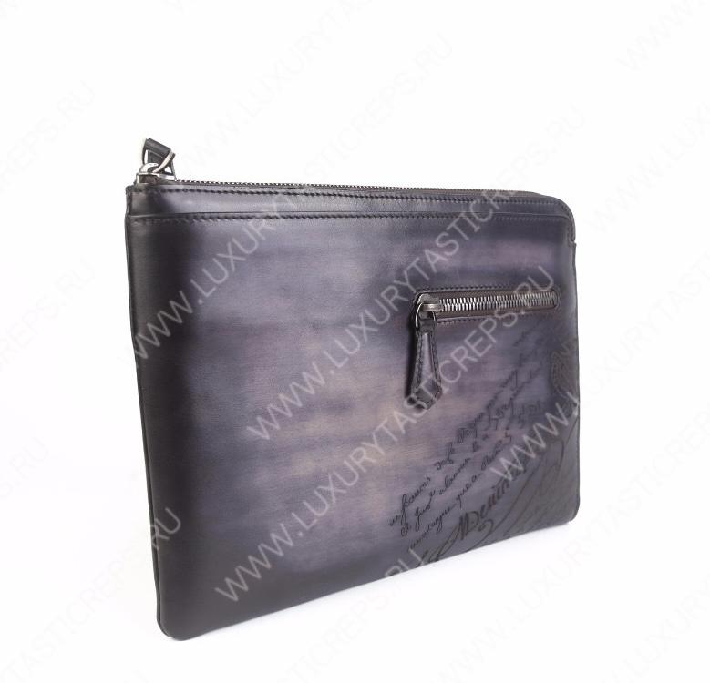 BERLUTI VENEZIA SCRITTO CLUTCH BLACK GREY NINO_TGM_NEO-V2