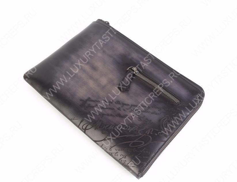 BERLUTI VENEZIA SCRITTO CLUTCH BLACK GREY NINO_TGM_NEO-V2