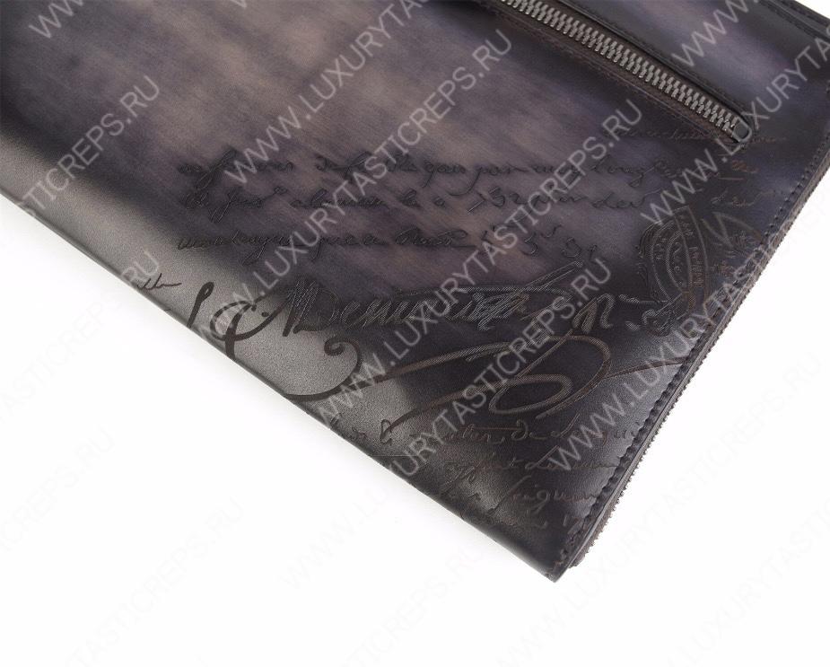BERLUTI VENEZIA SCRITTO CLUTCH BLACK GREY NINO_TGM_NEO-V2