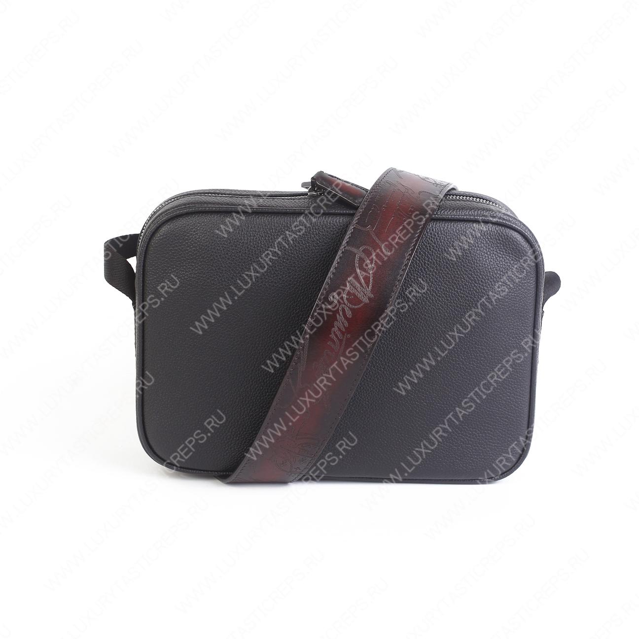 BERLUTI SCRITTO MESSENGER BAG BLACK, GREY AND WINE S-1063