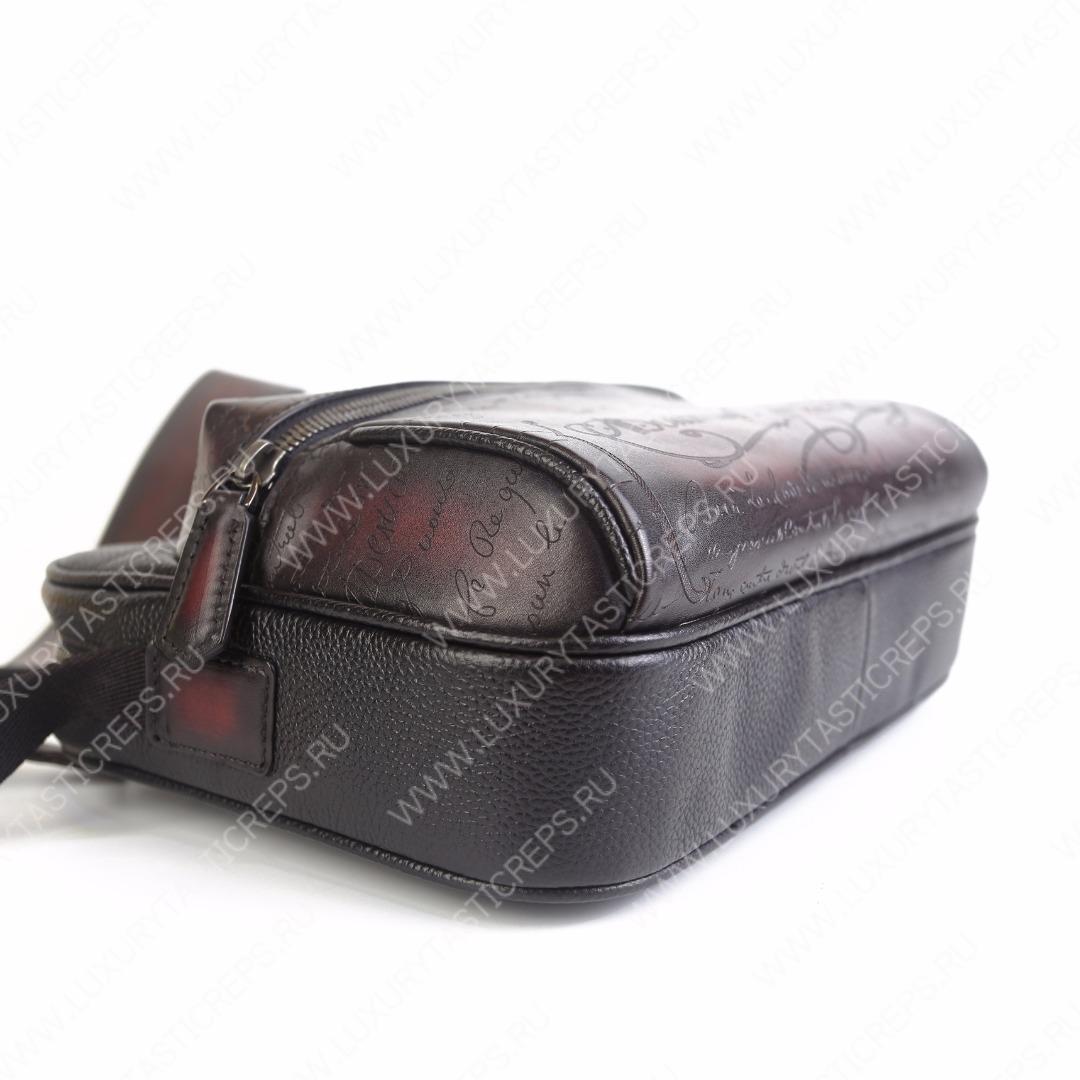 BERLUTI SCRITTO MESSENGER BAG BLACK, GREY AND WINE S-1063