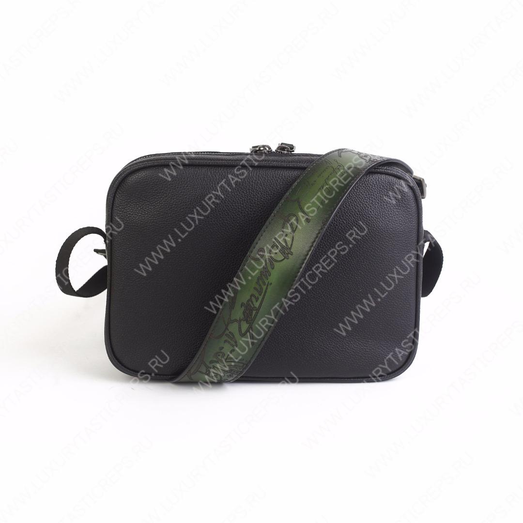 BERLUTI SCRITTO MESSENGER BAG BLACK GREY AND GREEN S-1063