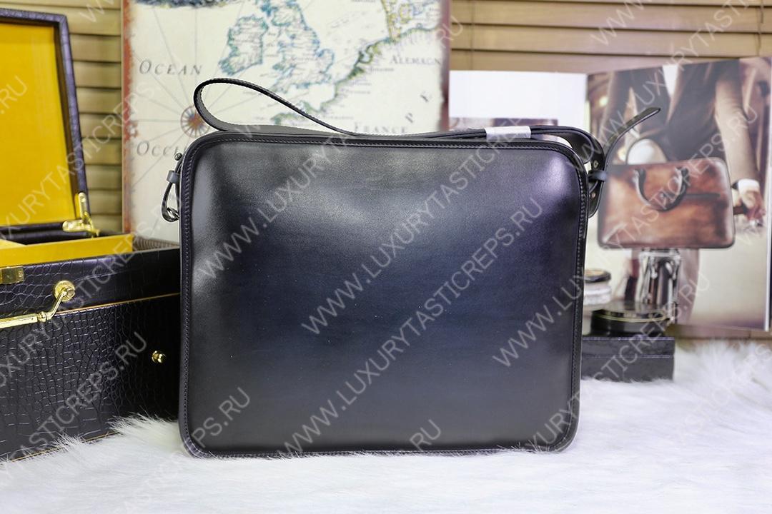 BERLUTI JOURNALIER LEATHER MESSENGER BLACK JOURNALIER-V81
