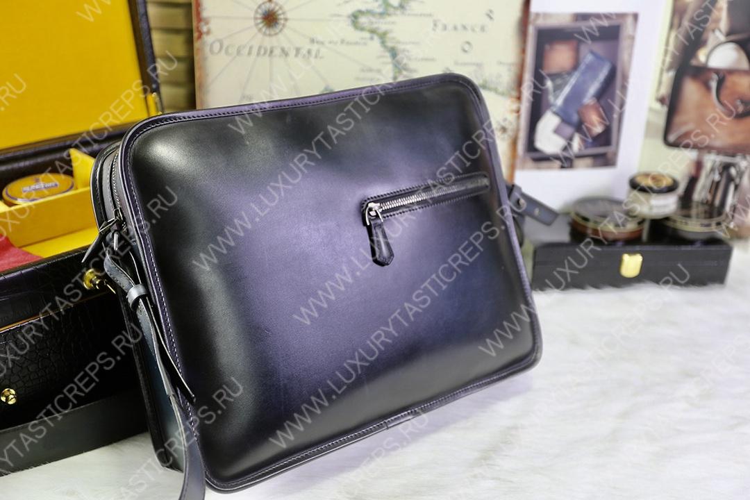 BERLUTI JOURNALIER LEATHER MESSENGER BLACK JOURNALIER-V81