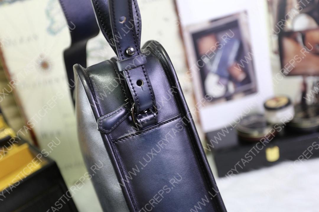 BERLUTI JOURNALIER LEATHER MESSENGER BLACK JOURNALIER-V81