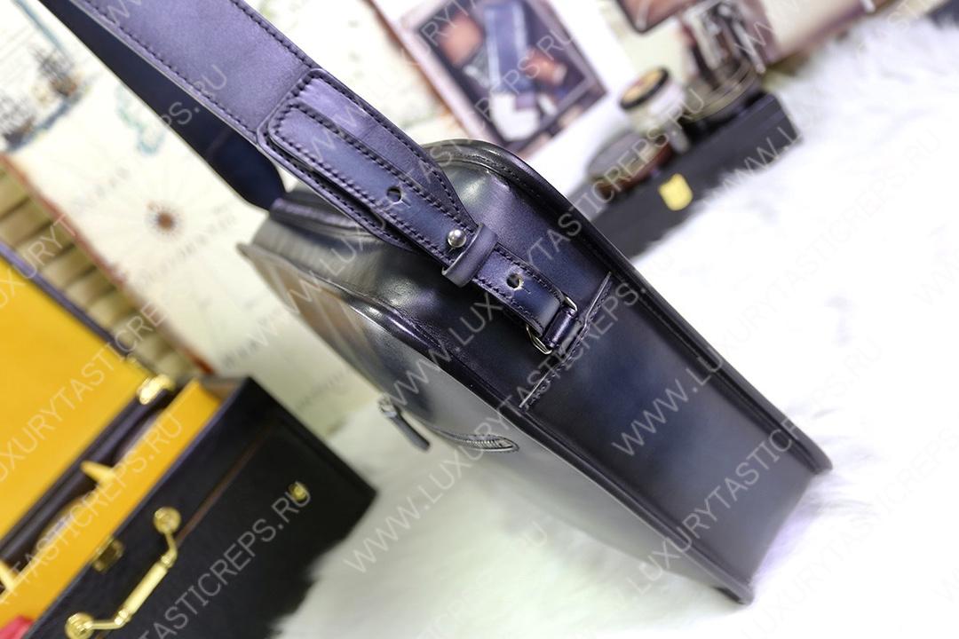 BERLUTI JOURNALIER LEATHER MESSENGER BLACK JOURNALIER-V81