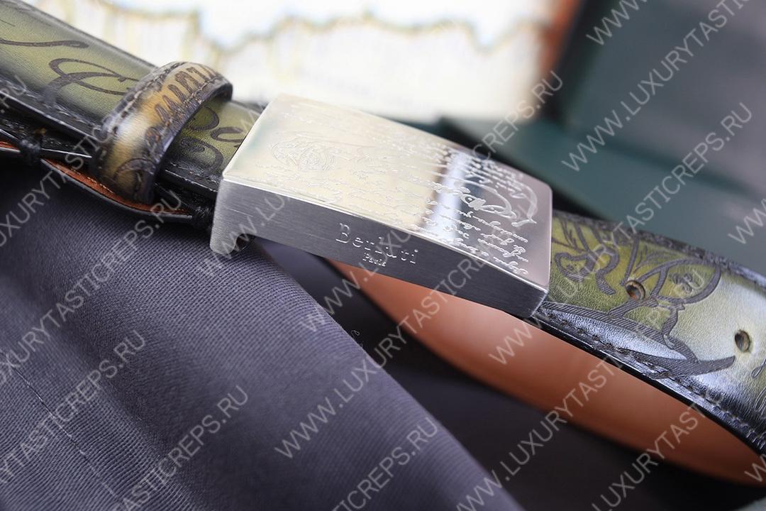 BERLUTI LEATHER BELT GREEN C0028-R1