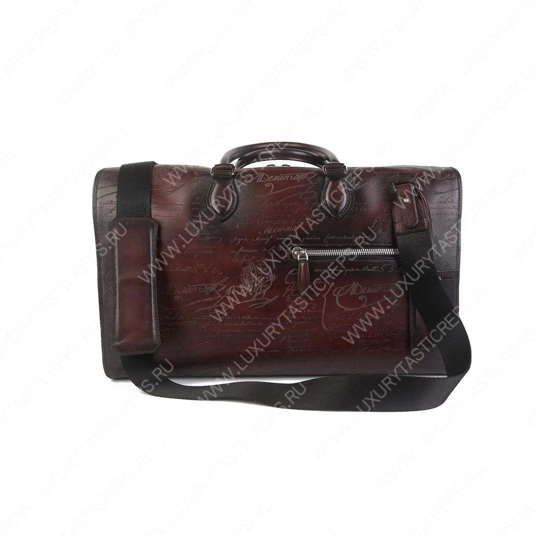 BERLUTI JOUR OFF MM SCRITTO LEATHER TRAVEL BAG BROWN JOUR_OFF_MM_NEO-V84