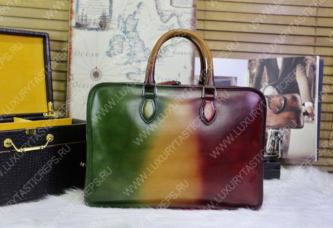 BERLUTI OVERNIGHT LEATHER TRAVEL BAG MULTI-COLOR OVERNIGHT-V82