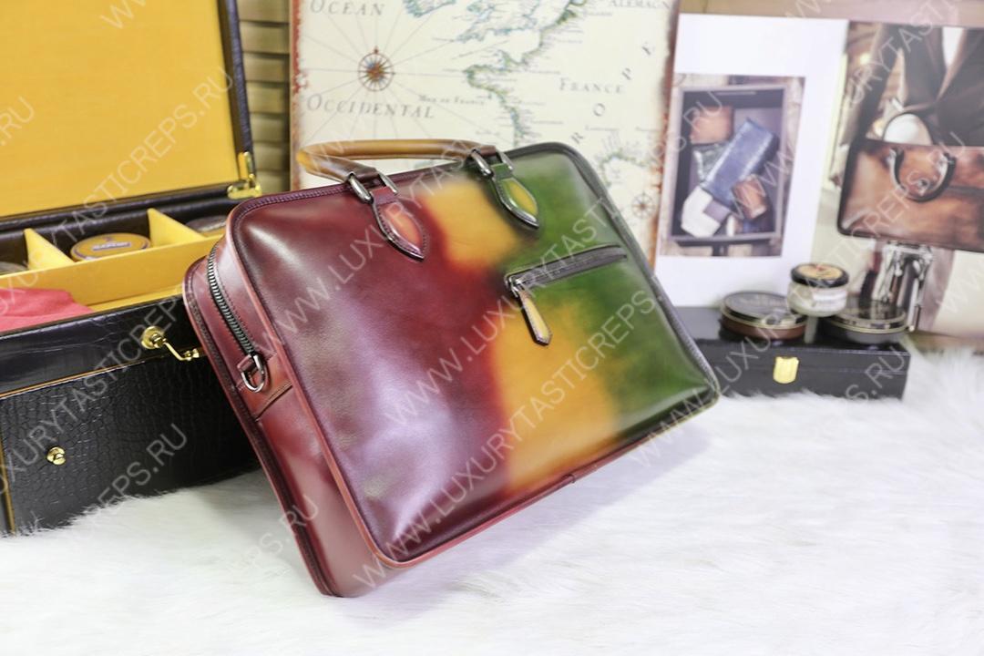 BERLUTI OVERNIGHT LEATHER TRAVEL BAG MULTI-COLOR OVERNIGHT-V82