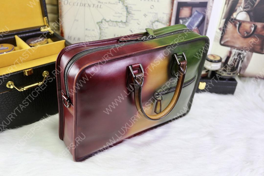 BERLUTI OVERNIGHT LEATHER TRAVEL BAG MULTI-COLOR OVERNIGHT-V82