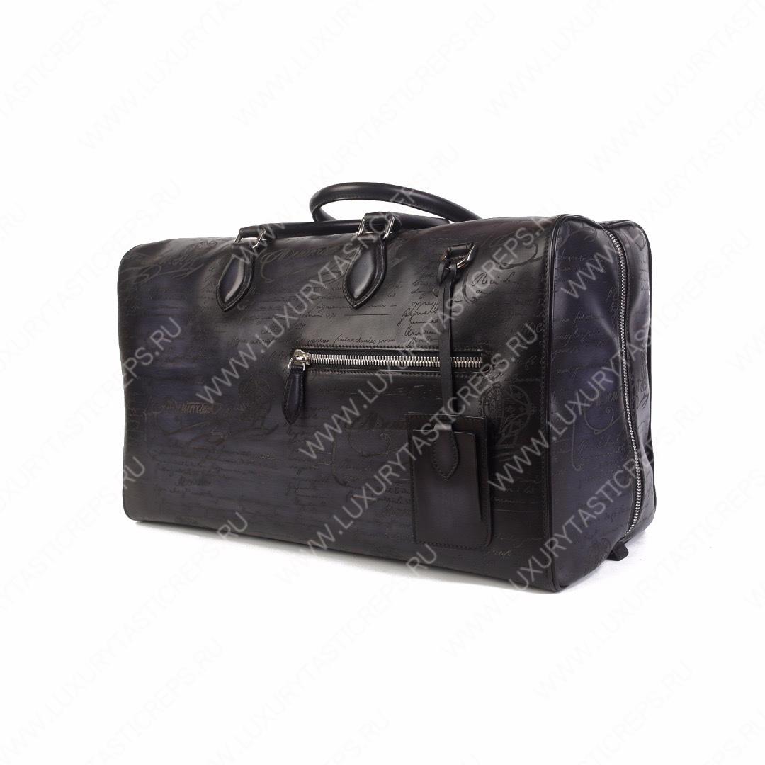 BERLUTI JOUR OFF MM SCRITTO LEATHER TRAVEL BAG BLACK JOUR_OFF_MM_NEO-V84