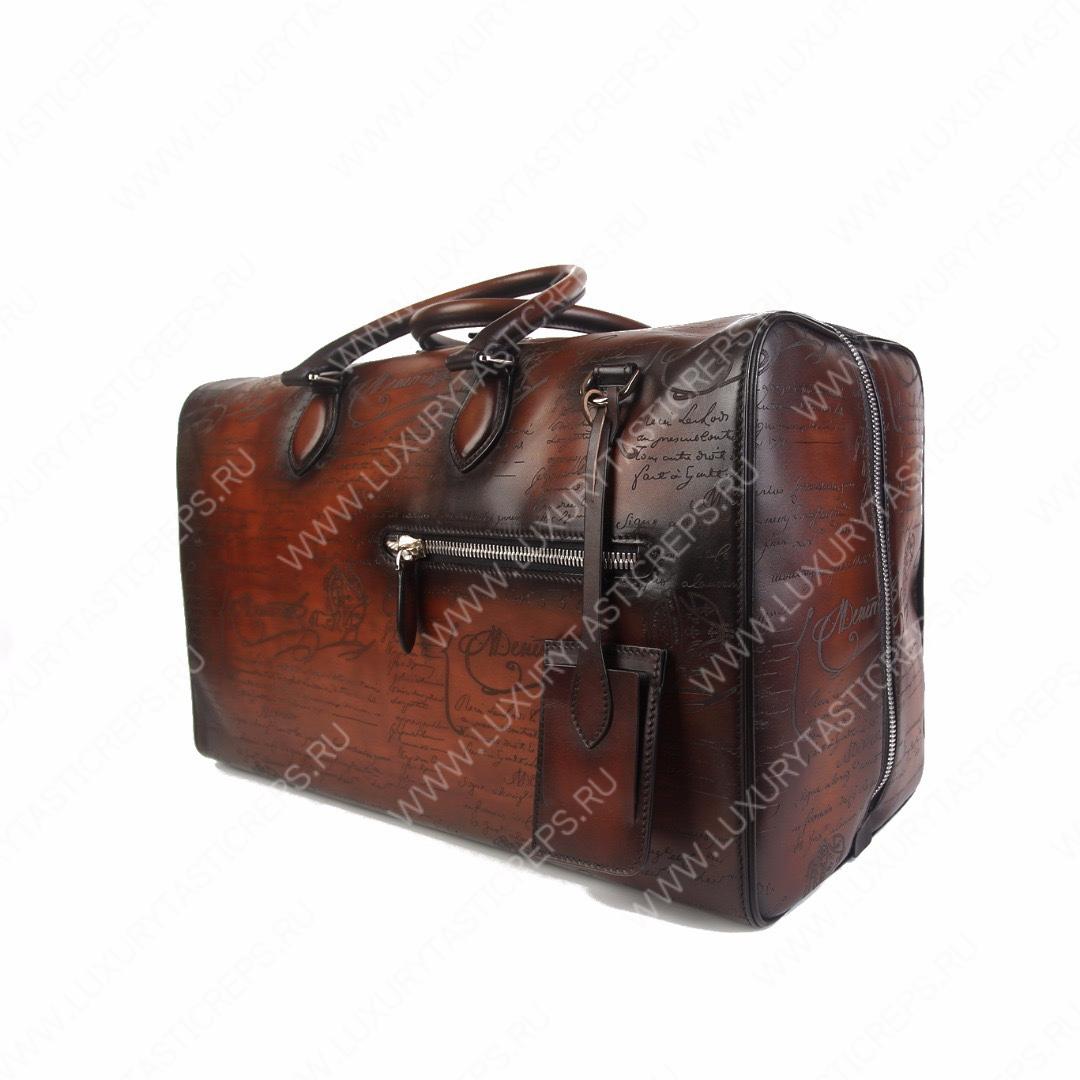BERLUTI JOUR OFF MM SCRITTO LEATHER TRAVEL BAG TOBACCO BIS JOUR_OFF_MM_NEO-V84