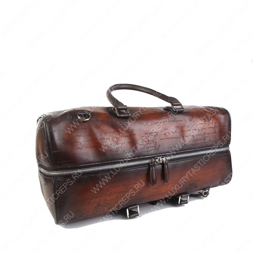 BERLUTI JOUR OFF MM SCRITTO LEATHER TRAVEL BAG TOBACCO BIS JOUR_OFF_MM_NEO-V84