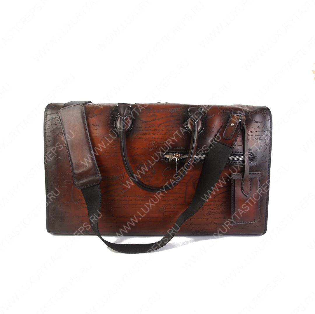 BERLUTI JOUR OFF MM SCRITTO LEATHER TRAVEL BAG TOBACCO BIS JOUR_OFF_MM_NEO-V84