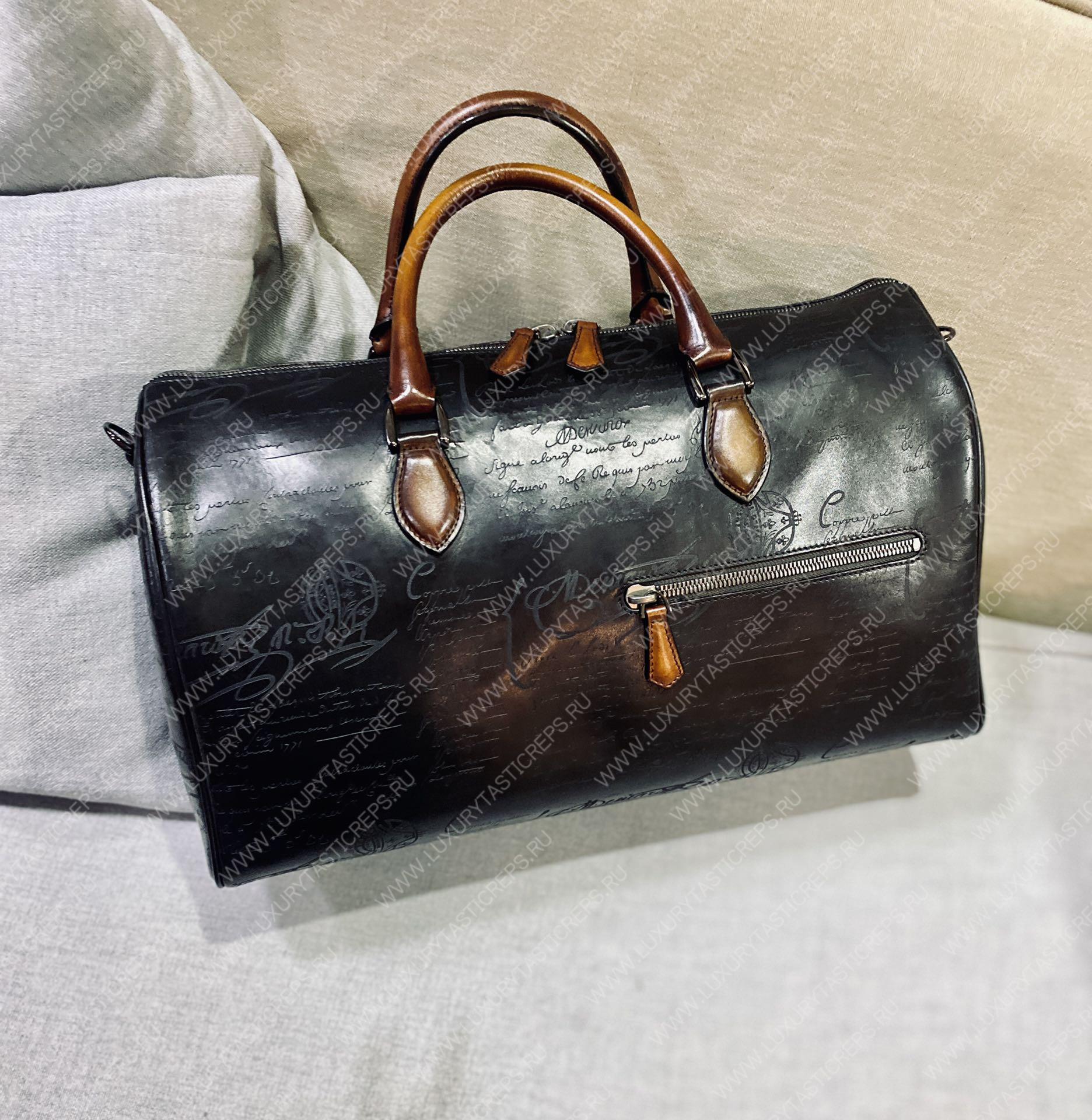 BERLUTI JOUR OFF SCRITTO TRAVEL BAG BROWN AND BLACK JOUR_OFF_MM_NEO-V2